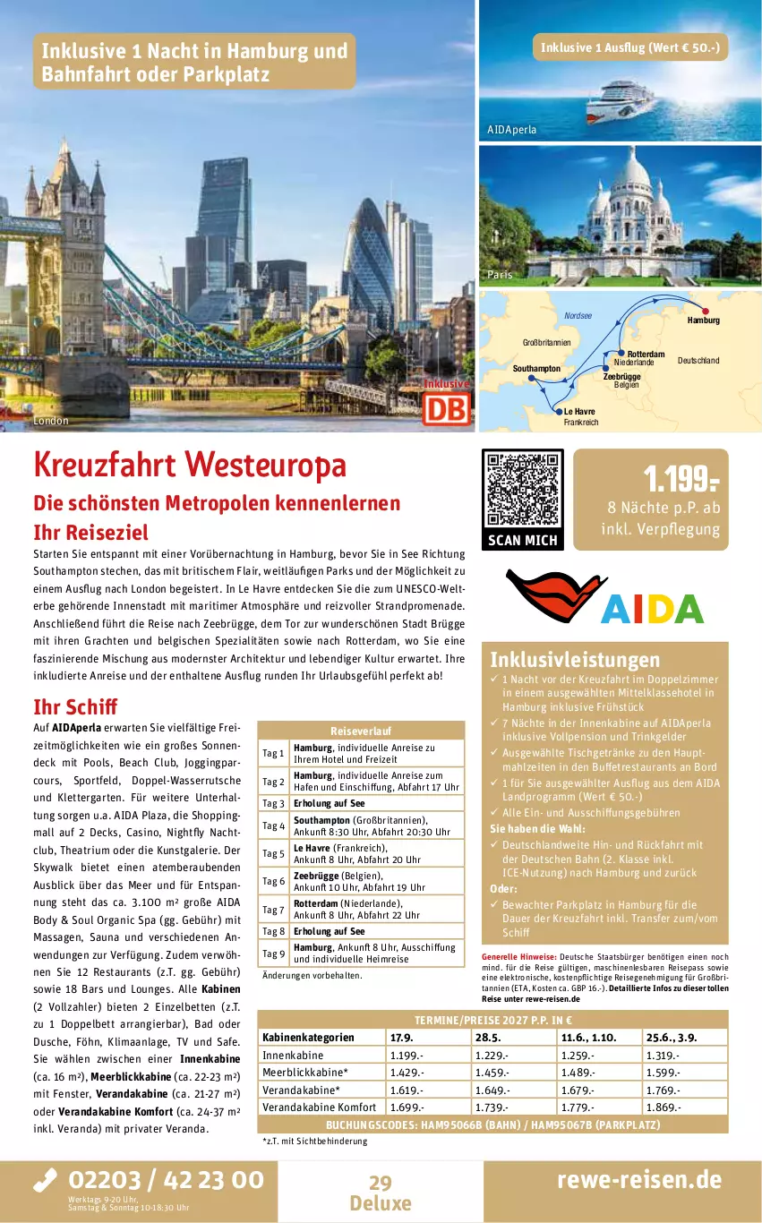 Aktueller Prospekt Rewe Reisen - Reiseprospekt - von 28.08 bis 25.09.2026 - strona 29 - produkty: auer, Bad, bett, Betten, body, brita, buch, decke, dusche, eis, Elektro, elle, fenster, Garten, getränk, getränke, gin, inklusivleistungen, LG, meerblickkabine, Metro, Mode, Nordsee, perla, pool, reis, reiseverlauf, rel, Spezi, Sport, Thea, Ti, timer, tisch, uhr, usb, wasser, wasserrutsche, Weste