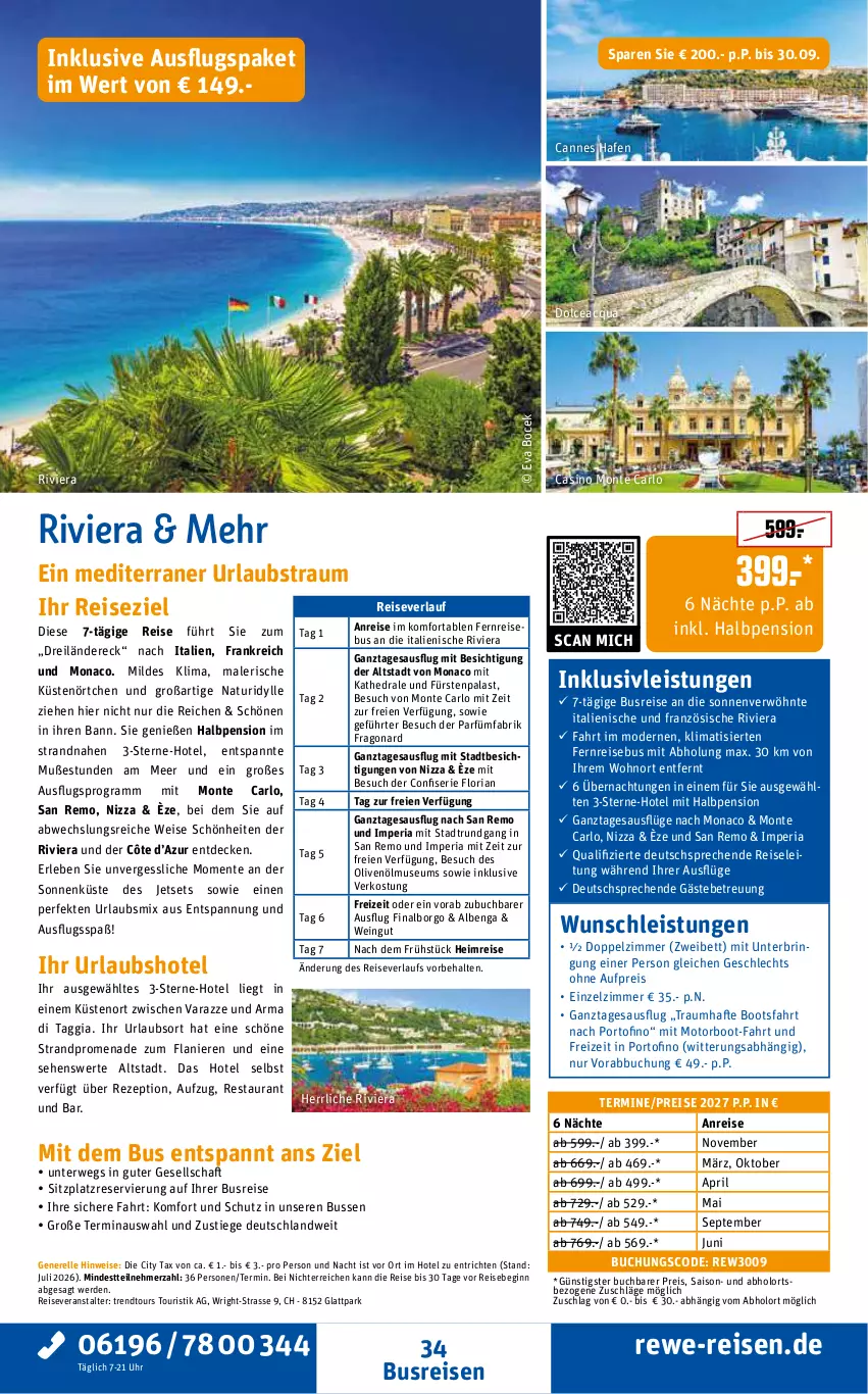 Aktueller Prospekt Rewe Reisen - Reiseprospekt - von 28.08 bis 25.09.2026 - strona 34 - produkty: arlo, bett, buch, busreisen, decke, eis, elle, ente, erde, gin, inklusivleistungen, Mode, monte, natur, olive, oliven, olivenöl, pril, reis, reiseveranstalter, reiseverlauf, rel, rezept, Ria, ring, rwe, Ti, uhr, wein