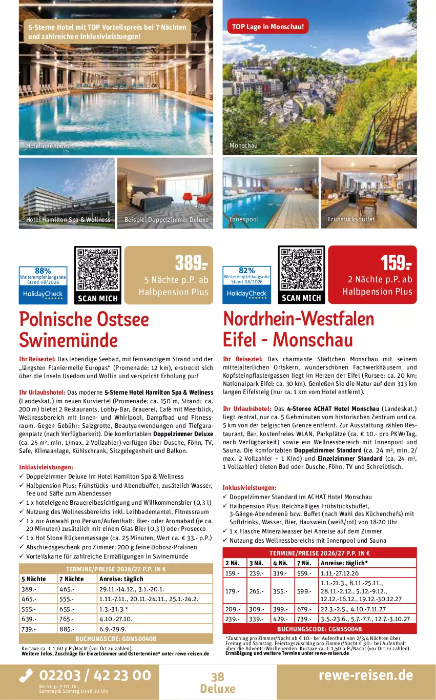 Aktueller Prospekt Rewe Reisen - Reiseprospekt - von 28.08 bis 25.09.2026 - strona 38 - produkty: Alwa, auer, axe, Bad, Bademantel, bier, buch, drink, drinks, dusche, ecco, eier, eis, flasche, harman, inklusivleistungen, innenpool, küche, Küchen, kühlschrank, kurtaxe, LG, mab, Mantel, mineralwasser, Mode, natur, pflaster, pool, pralinen, prosecco, reis, rum, säfte, salz, Schrank, schreibtisch, tee, Ti, tisch, uhr, vorteilspreis, wasser, wein, wellnessbereich, Whirlpool