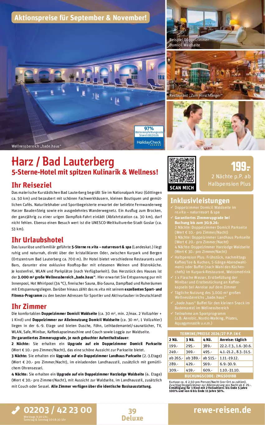 Aktueller Prospekt Rewe Reisen - Reiseprospekt - von 28.08 bis 25.09.2026 - strona 39 - produkty: aktionspreis, aqua, asti, auer, axe, Bad, Bademantel, Bau, bio, Brock, buch, Couch, drink, dusche, eis, elle, ente, flasche, inklusivleistungen, innenpool, kaffee, kaffeekapseln, Kapselmaschine, küche, Küchen, kuchen, kurtaxe, leine, Liege, Mantel, natur, pool, reis, rum, rwe, sessel, snack, Sport, tee, Ti, tisch, tücher, uhr, vita, wasser, wein, weine, wellnessbereich, Whirlpool