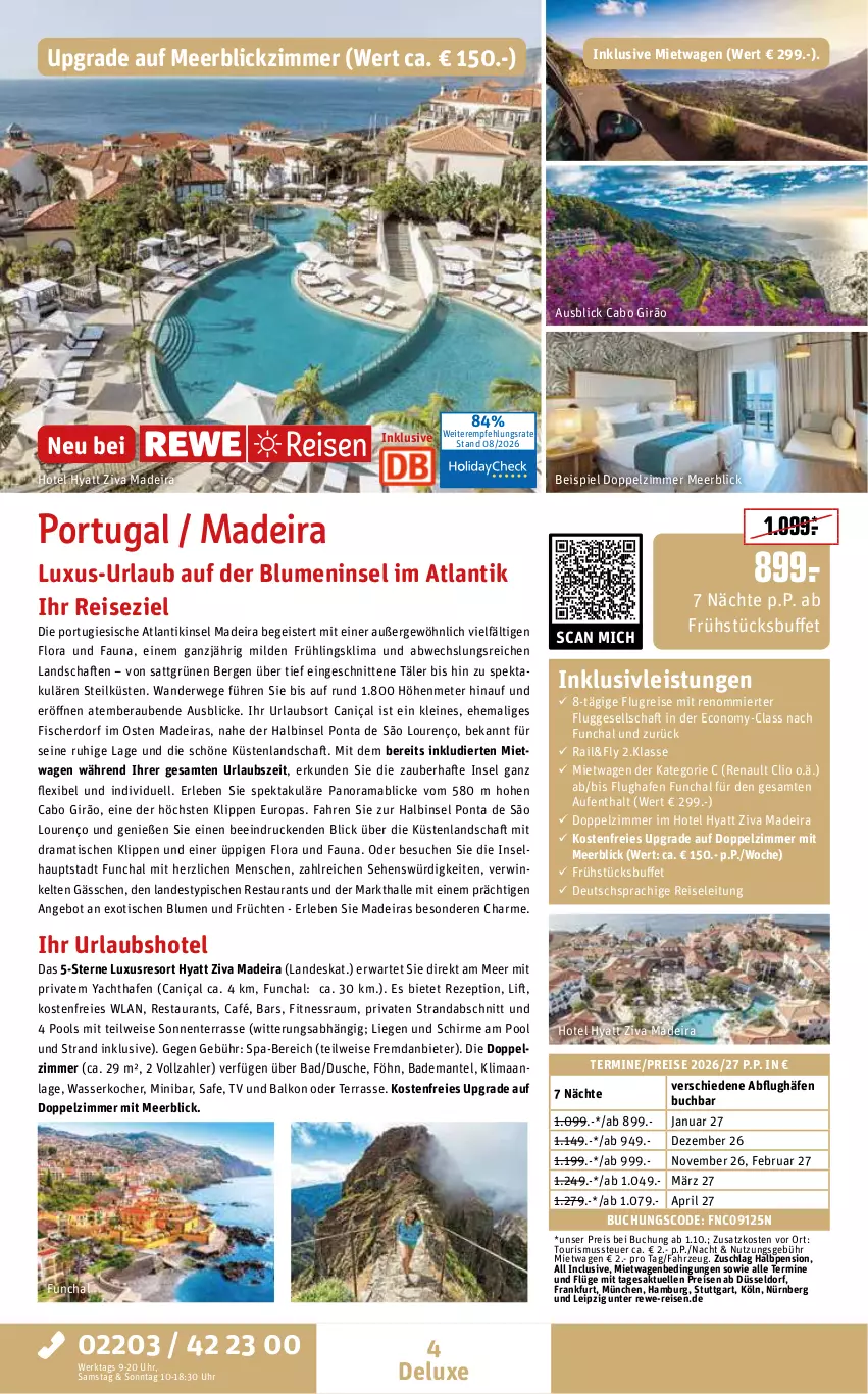 Aktueller Prospekt Rewe Reisen - Reiseprospekt - von 28.08 bis 25.09.2026 - strona 4 - produkty: angebot, Bad, Bademantel, blume, blumen, buch, deutschsprachige reiseleitung, dusche, eis, elle, ente, fisch, fische, Fischer, früchte, früchten, inklusivleistungen, Kocher, leine, Liege, mab, Mantel, pool, pril, rama, reis, rezept, rwe, schirme, schnitten, Ti, tisch, uhr, usb, wasser, wasserkocher