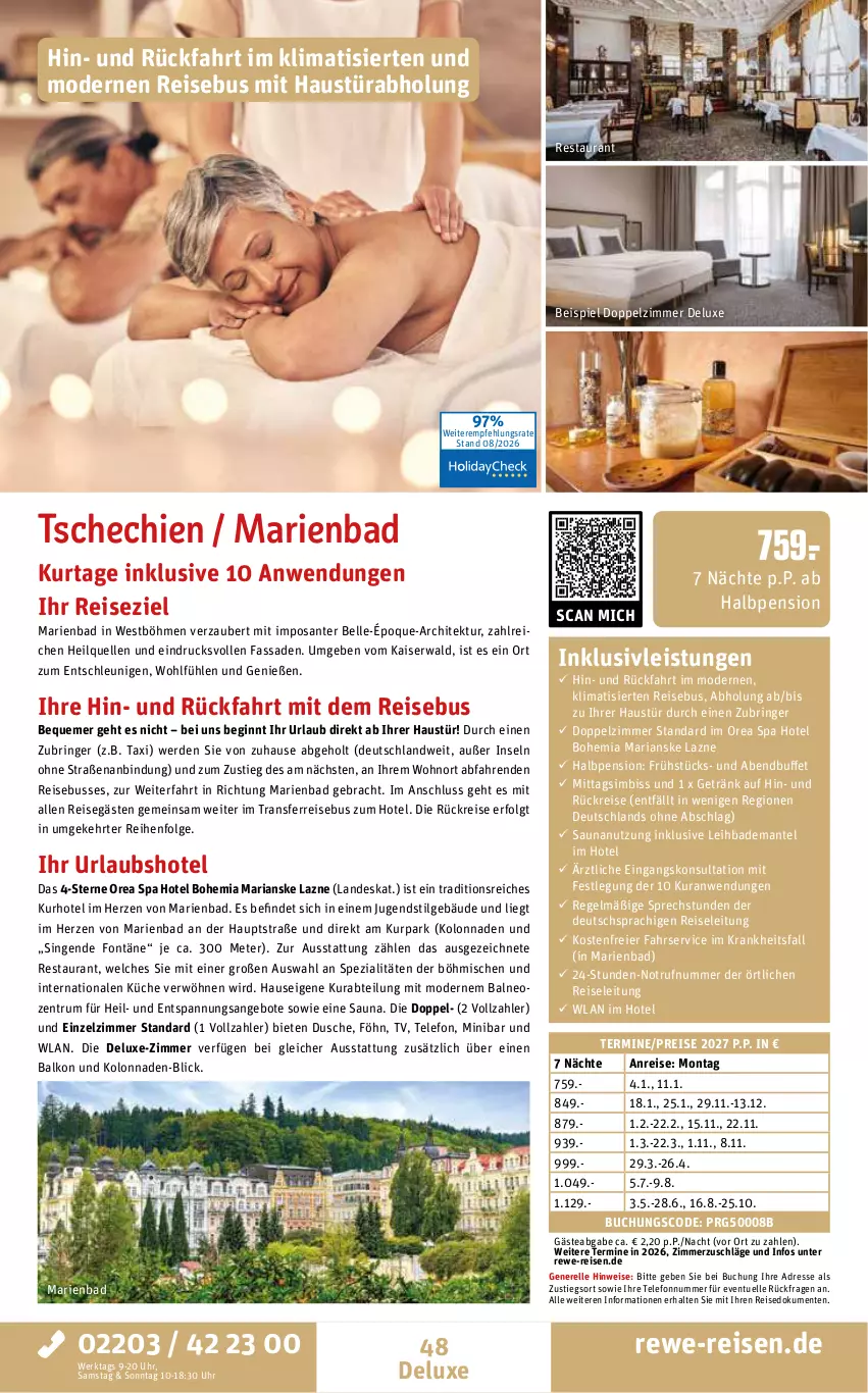 Aktueller Prospekt Rewe Reisen - Reiseprospekt - von 28.08 bis 25.09.2026 - strona 48 - produkty: Abtei, angebot, angebote, aust, Bad, Bademantel, buch, dusche, eier, eis, elle, ente, erde, getränk, gin, inklusivleistungen, Kaiser, klimatisierten reisebus, küche, LG, Mantel, Mode, reis, rel, Ria, ring, rum, SANTE, sim, Spezi, telefon, Ti, uhr