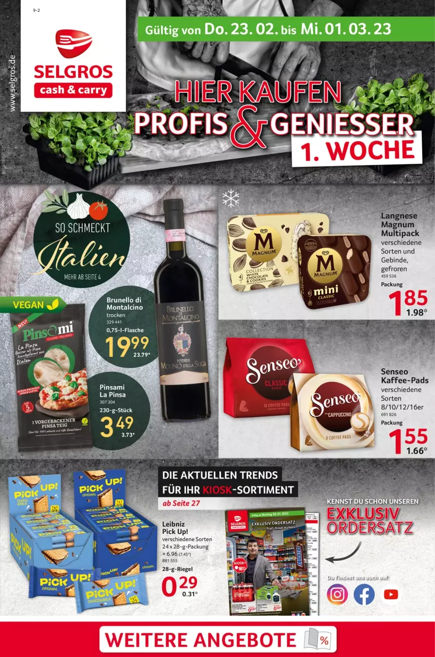 Aktueller Prospekt Selgros - Food - von 23.02 bis 01.03.2023 - strona 1 - produkty: cin, elle, flasche, kaffee, kaffee-pads, leibniz, LG, Pick Up!, Ti