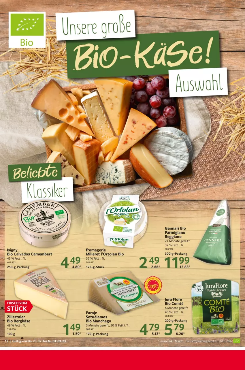 Aktueller Prospekt Selgros - Food - von 23.02 bis 01.03.2023 - strona 12 - produkty: Bergkäse, bio, camembert, Jura, Käse, Manchego, parmigiano, parmigiano reggiano, reggiano, SANTE