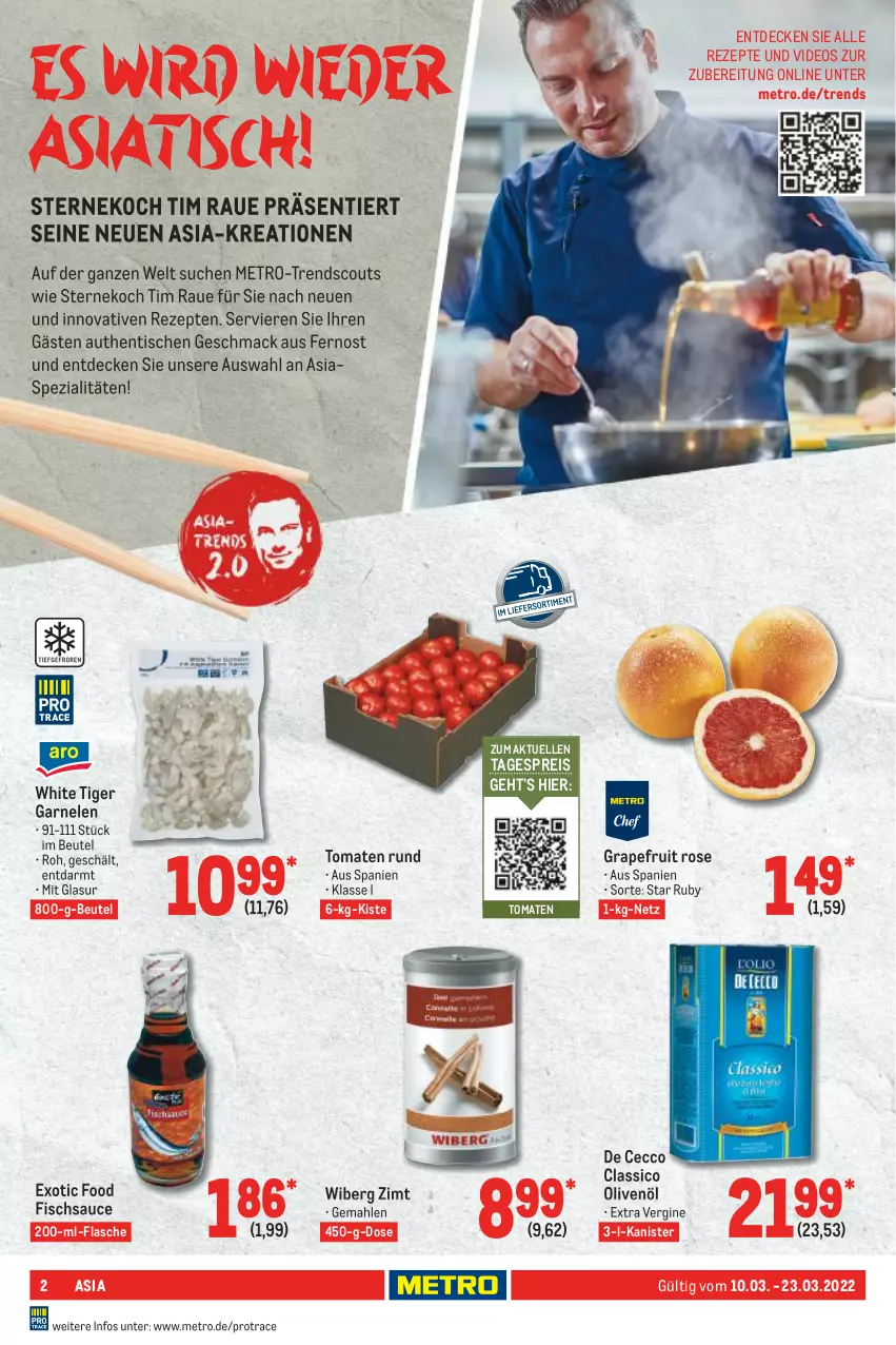 Aktueller Prospekt Metro - GastroJournal - von 10.03 bis 23.03.2022 - strona 2 - produkty: beutel, classico, De Cecco, decke, deo, ecco, eis, elle, fisch, flasche, garnelen, gin, grapefruit, mac, Metro, olive, oliven, olivenöl, reis, rezept, rezepte, sauce, scout, Spezi, Ti, tisch, tomate, tomaten