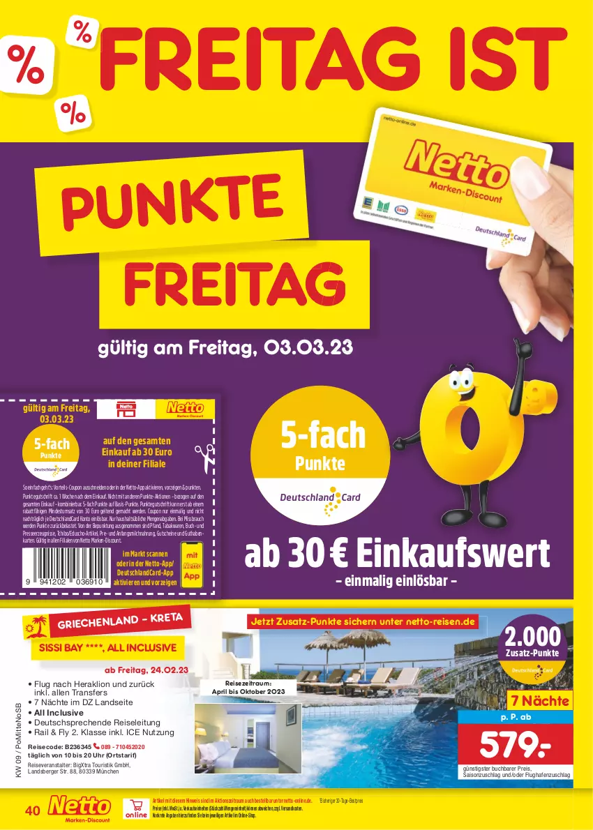 Aktueller Prospekt Netto Marken-Discount - Filial-Angebote - von 27.02 bis 04.03.2023 - strona 40 - produkty: Berger, bestpreis, buch, coupon, deutschlandcard, discount, eduscho, eis, erde, guthabenkarte, gutschein, gutscheine, lion, mac, marken-discount, milch, ndk, pril, Rauch, reis, reiseveranstalter, Tchibo, Ti, uhr