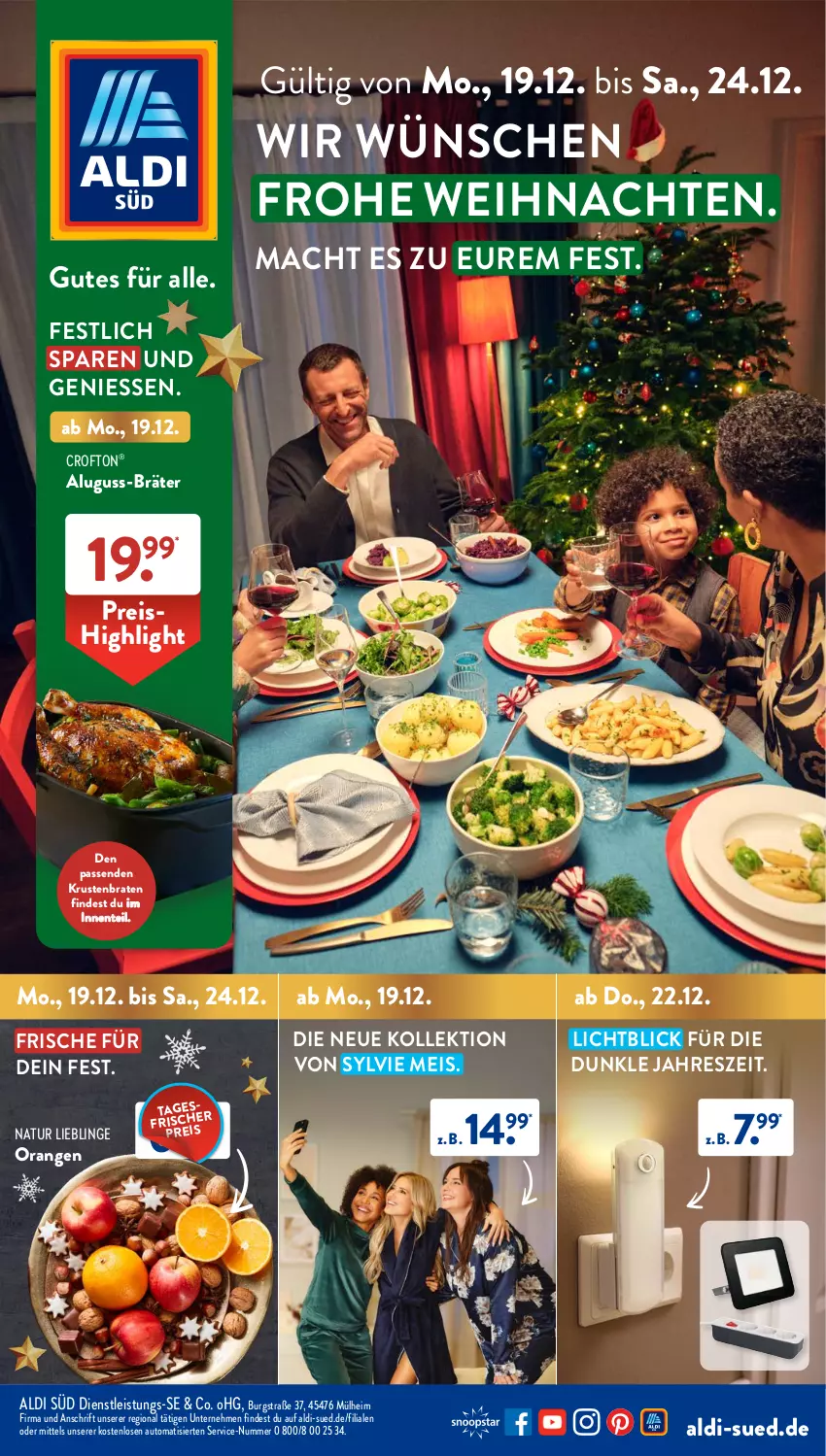 Aktueller Prospekt AldiSud - NÄCHSTE WOCHE - von 19.12 bis 24.12.2022 - strona 1 - produkty: aldi, auto, braten, Crofton, crofton®, eis, ente, krustenbraten, mac, natur, orange, orangen, reis, Ti, weihnachten