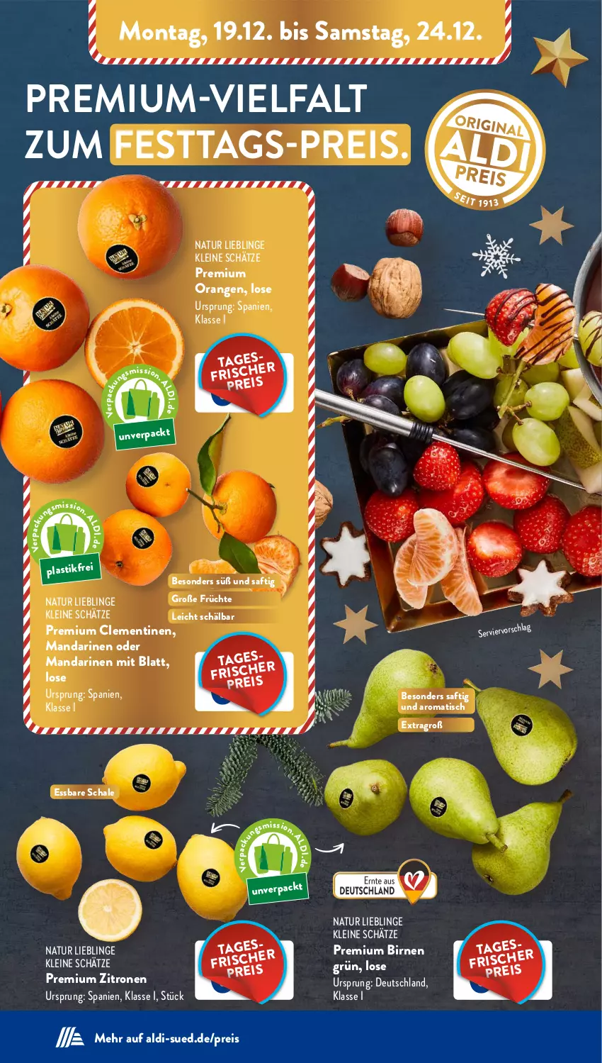 Aktueller Prospekt AldiSud - NÄCHSTE WOCHE - von 19.12 bis 24.12.2022 - strona 6 - produkty: aldi, asti, Birnen, clementinen, eis, früchte, leine, mandarine, mandarinen, natur, orange, orangen, reis, saft, Schal, Schale, Ti, tisch, zitrone, zitronen