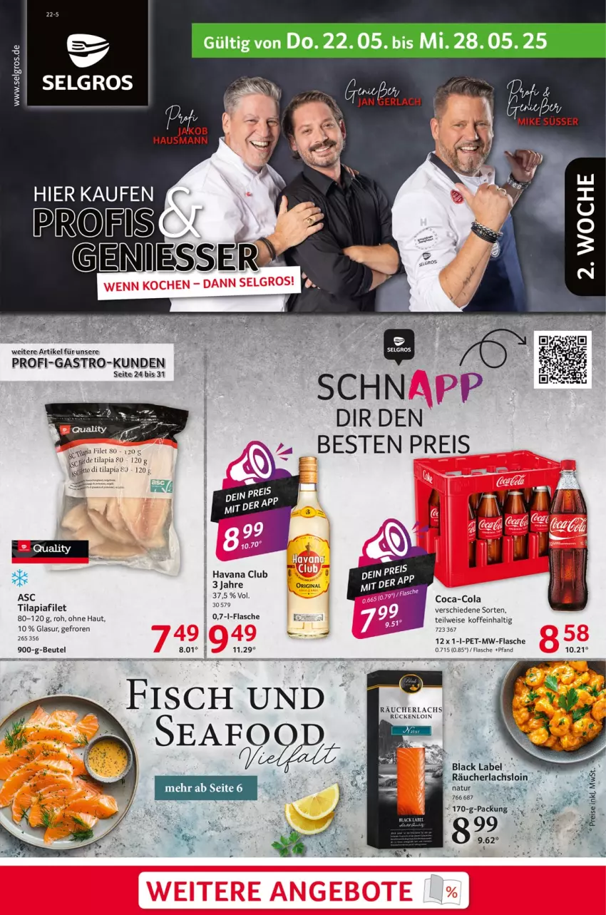 Aktueller Prospekt Selgros - Food - von 22.05 bis 28.05.2025 - strona 1 - produkty: ananas, beutel, black label, coca-cola, cola, eis, filet, flasche, lachs, lack, LG, mw-flasche, natur, Räucherlachs, reis, tee, Ti, Tilapia