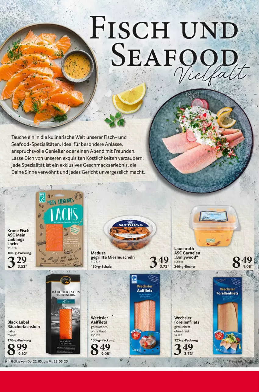 Aktueller Prospekt Selgros - Food - von 22.05 bis 28.05.2025 - strona 6 - produkty: auer, black label, elle, filet, filets, fisch, forelle, garnelen, grill, krone, lachs, lack, mac, Muscheln, natur, Rauch, raucherlachs, Räucherlachs, rel, Schal, Schale, Spezi, Ti
