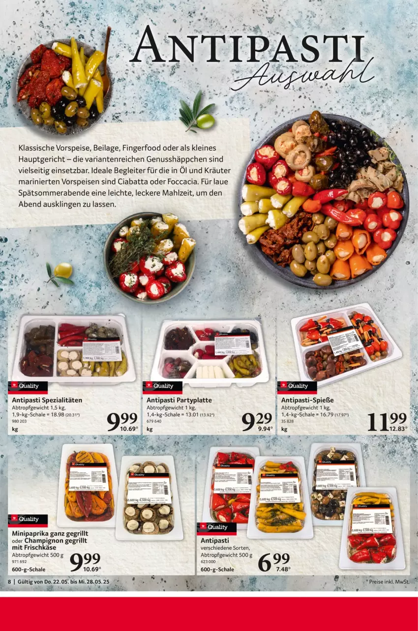Aktueller Prospekt Selgros - Food - von 22.05 bis 28.05.2025 - strona 8 - produkty: antipasti, asti, champignon, ciabatta, eis, frischkäse, grill, ilag, Käse, kräuter, latte, leine, nuss, paprika, Ria, Schal, Schale, Spezi, Ti, vorspeise