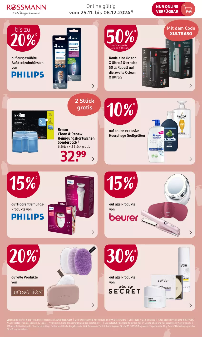 Aktueller Prospekt Rossmann - Prospekte - von 25.11 bis 06.12.2024 - strona 4 - produkty: angebot, angebote, braun, bürste, bürsten, eis, elle, Haarentfernung, haarpflege, LG, ndk, Reinigung, reis, teller, Ti, versandkostenfrei, wedel, zahnbürste, zahnbürsten, ZTE