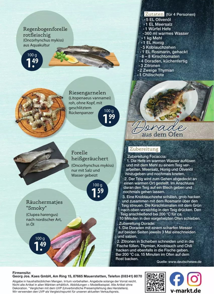 Aktueller Prospekt Vmarkt - Prospekte - von 16.04 bis 29.04.2026 - strona 2 - produkty: ACC, angebot, angebote, aqua, auer, chili, dekoration, dell, Dorade, eis, elle, fisch, fische, fleisch, Focaccia, forelle, garnelen, Hefe, honig, kaes, kirsch, knoblauch, küche, Küchen, LG, meersalz, mehl, messer, Mode, Ofen, olive, oliven, olivenöl, reis, rel, riesengarnelen, ring, rosmarin, rwe, salz, telefon, teller, Ti, tomate, tomaten, wasser, Yo, zitrone, zitronen, ZTE