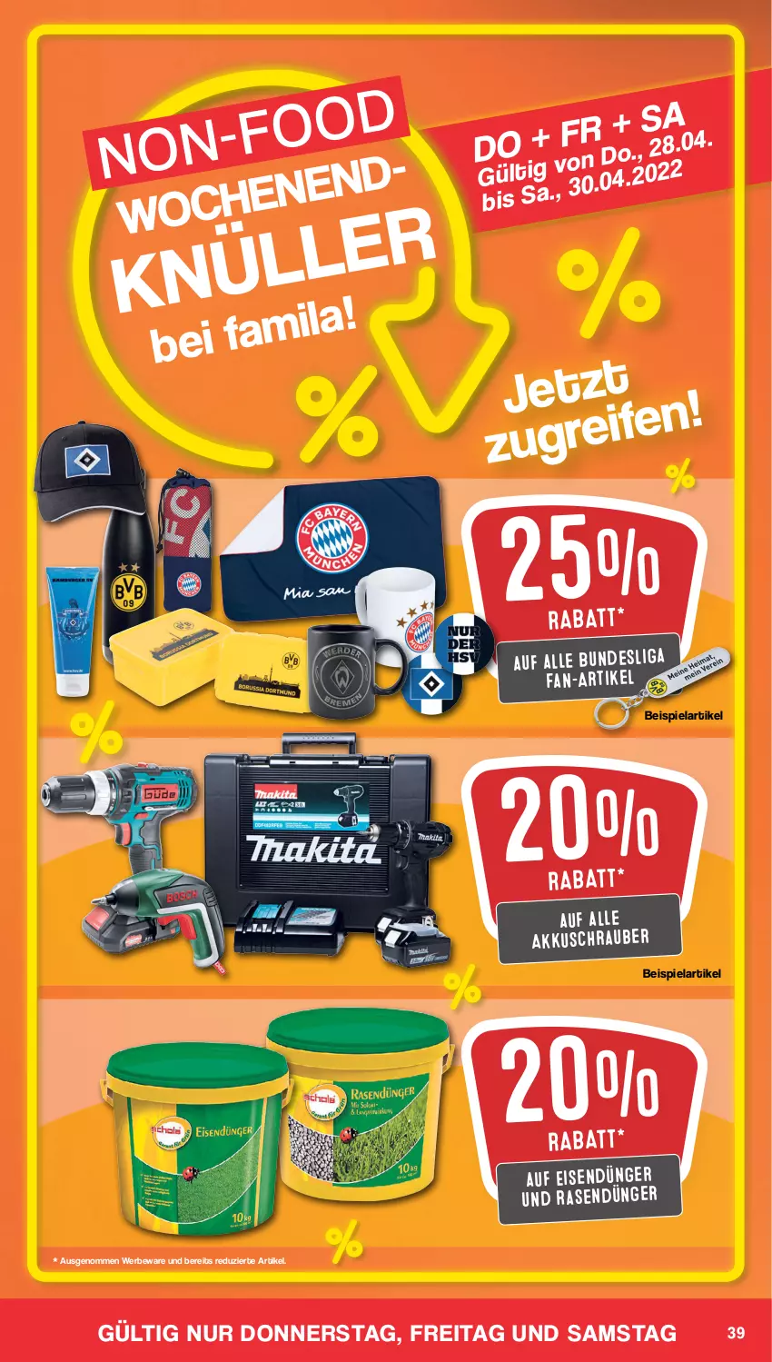 Aktueller Prospekt Famila - Prospekte - von 25.04 bis 30.04.2022 - strona 39 - produkty: dünger, eis, rasen, rasendünger, Ti