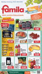 Gazetka promocyjna Famila - Prospekte - Gazetka - ważna od 30.04 do 30.04.2022 - strona 1 - produkty: Alwa, angebot, angebote, aust, auto, Behälter, beutel, caipirinha, Cap, captain morgan, chips, chipsfrisch, coca-cola, cocktail, cola, Eckregal, edelstahl, eis, elle, erdnuss, fanta, fanta oder, fanta oder sprite, flasche, flippies, funny-frisch, gewürz, gewürzketchup, Hela, holländischer schnittkäse, jack daniel, kaffee, Käse, ketchup, kraft, krombache, krombacher, krombacher pils, lebensmittel, milch, natur, nuss, oder sprite, pils, Rauch, regal, reis, Schal, Schale, schinken, Schinkensteak, schnittkäse, schwein, sprite, steak, steaks, steckregal, strauchtomaten, teller, Ti, tomate, tomaten, wasser, wassertank, wein