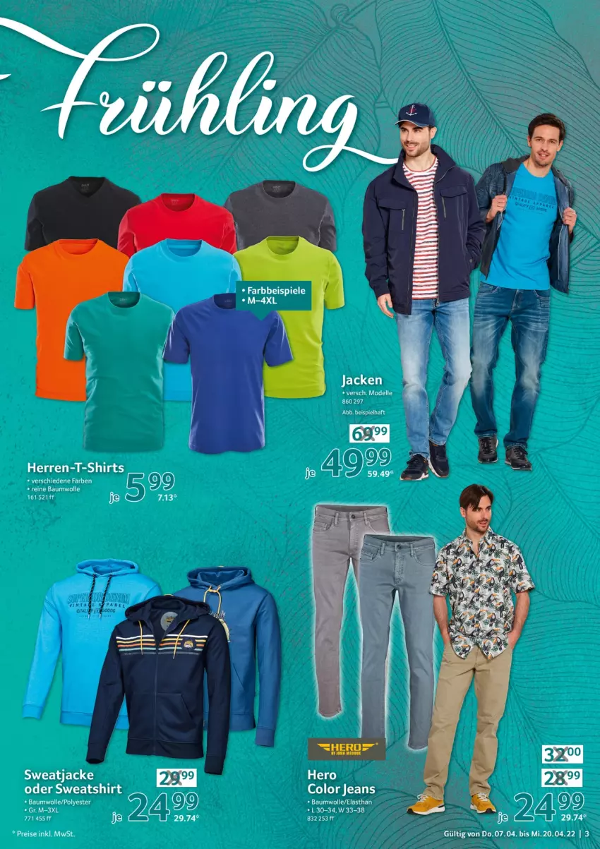 Aktueller Prospekt Selgros - Non Food - von 07.04 bis 20.04.2022 - strona 3 - produkty: Bau, baumwolle, eis, herren-t-shirt, Jacke, reine baumwolle, reis, shirt, shirts, sweatjacke, Sweatshirt, T-Shirt, wolle