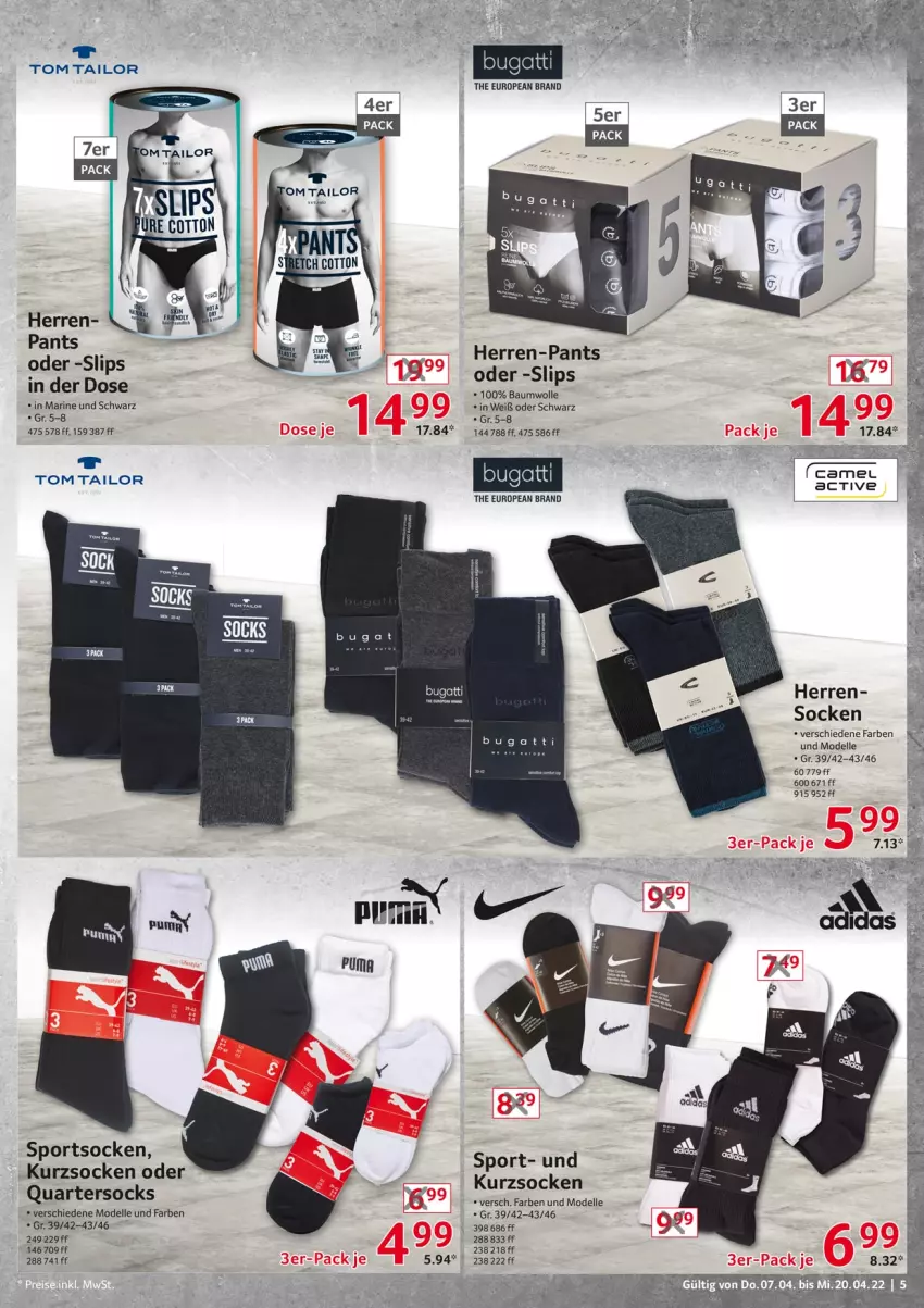 Aktueller Prospekt Selgros - Non Food - von 07.04 bis 20.04.2022 - strona 5 - produkty: Bau, baumwolle, bugatti, dell, elle, herren-pants, Mode, Pants, slip, slips, socken, Sport, sportsocken, Ti, tom tailor, wolle