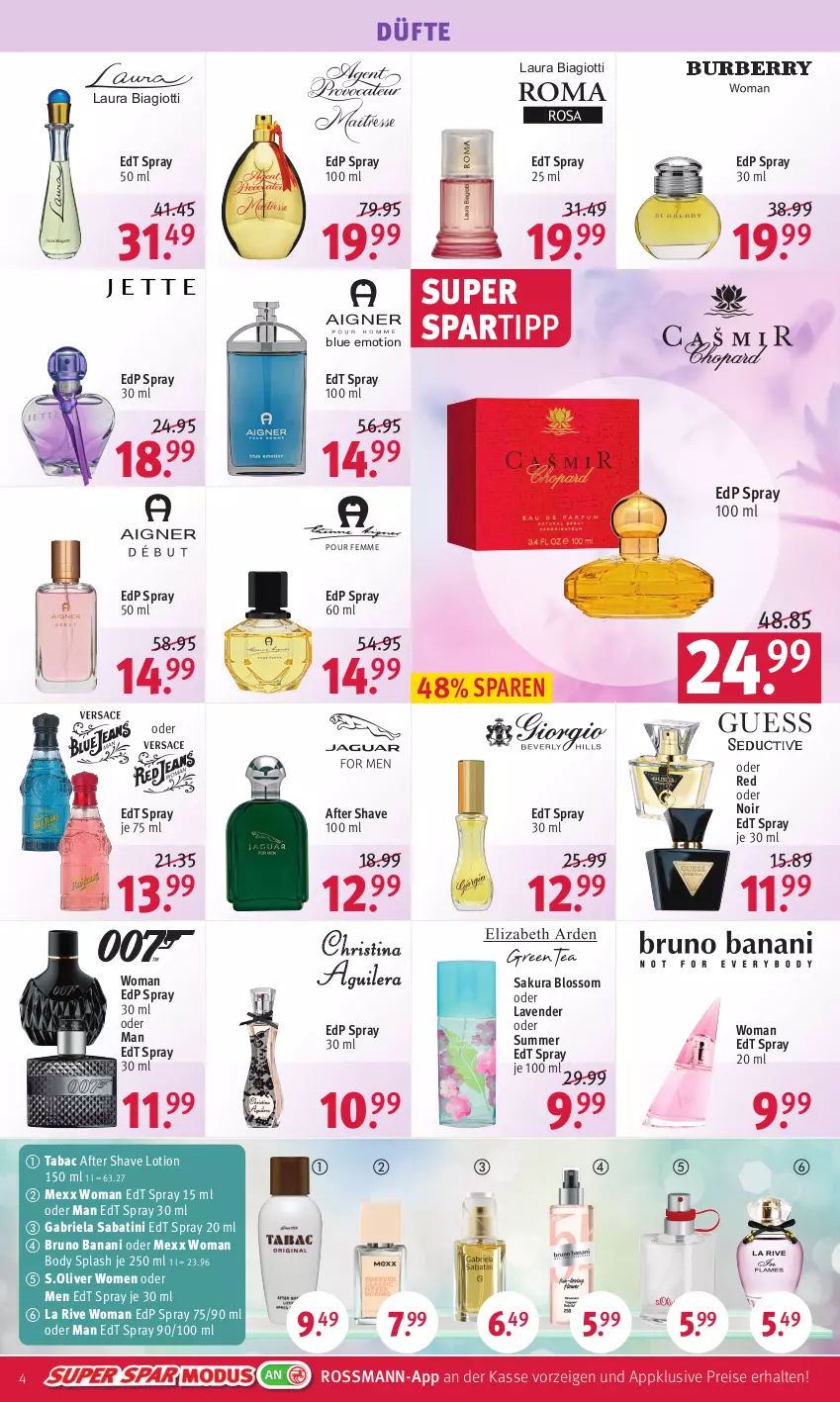 Aktueller Prospekt Rossmann - Prospekte - von 16.05 bis 20.05.2022 - strona 4 - produkty: after shave, body, brie, bruno banani, edp spray, edt spray, eis, Gabriela Sabatini, La Rive, laura biagiotti, Lotion, Mexx, olive, reis, s.oliver, spartipp, Ti