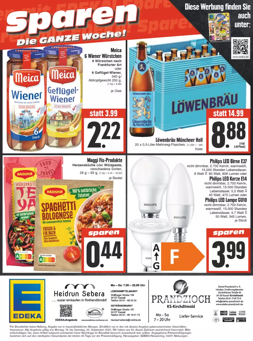 Aktueller Prospekt E Center - Angebote der Woche - von 18.09 bis 23.09.2023 - strona 16 - produkty: angebot, angebote, auer, beutel, deka, eis, flasche, fleisch, frankfurter, Geflügel, hackfleisch, im zarten saitling, kerze, küche, Lampe, LED Lampe, meica, Philips, reis, ring, rwe, spaghetti, telefon, Ti, tomate, tomaten, uhr, wiener, wiener würstchen, würstchen, ZTE