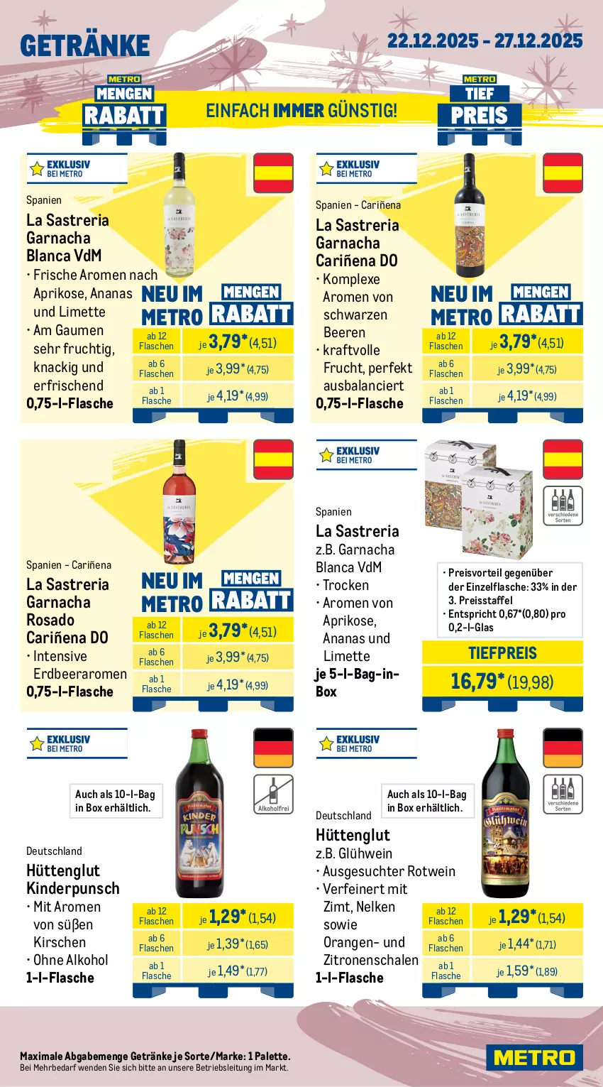 Aktueller Prospekt Metro - Wochen-Angebote - von 22.12 bis 27.12.2025 - strona 18 - produkty: alkohol, ananas, angebot, aprikose, beere, beeren, beutel, bodensauger, eis, Elan, elle, flasche, frucht, geschirr, geschirrspülmittel, getränk, getränke, Glühwein, Kinder, kirsch, kirsche, kirschen, kraft, küche, Küchen, küchentücher, limette, Luftbefeuchter, Luftreiniger, Metro, Mett, möbel, Mode, ohne alkohol, orange, orangen, Palette, preisvorteil, reiniger, reis, reiss, Ria, rotwein, Schal, Schale, somat, spülmittel, staubbeutel, teller, Ti, tiefpreis, timer, tücher, usb, ventilator, wein, zewa, zitrone, zitronen