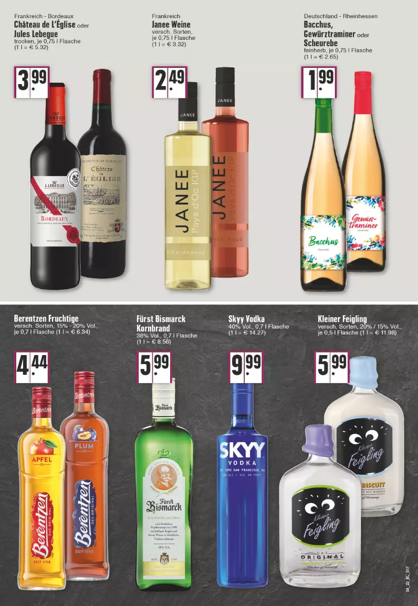 Aktueller Prospekt Edeka - Angebote der Woche - von 24.01 bis 29.01.2022 - strona 17 - produkty: ACC, berentzen, bismarck, eis, flasche, frucht, gewürz, gin, Heu, korn, Netgear, tee, Ti, wein, weine