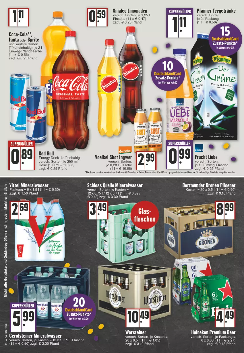 Aktueller Prospekt Edeka - Angebote der Woche - von 24.01 bis 29.01.2022 - strona 18 - produkty: Alwa, coca-cola, cola, deutschlandcard, drink, elle, energy drink, ente, erde, fanta, fanta oder, fanta oder sprite, flasche, getränk, getränke, gin, heineken, ingwer, krone, limo, limonade, limonaden, mac, mineralwasser, oder sprite, pet-flasche, pfanne, Pfanner, pils, pilsener, sinalco, sprite, steiner, tee, Ti, warsteiner, wasser, zitrone