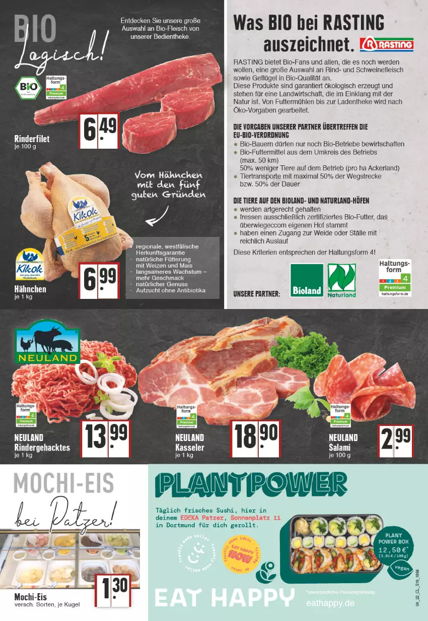 Aktueller Prospekt Edeka - Angebote der Woche - von 24.01 bis 29.01.2022 - strona 19 - produkty: asti, auer, Bau, Bauer, bio, bioland, decke, ecco, eis, erde, filet, fleisch, Geflügel, kasseler, Kugel, mac, mais, Mochi, natur, naturland, nuss, Ofen, reis, rind, rinder, rinderfilet, salami, schwein, schweine, schweinefleisch, Sport, Sushi, Ti, Tiere, wein, weine, wolle