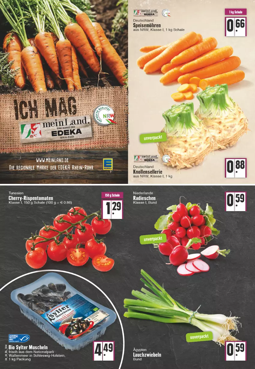 Aktueller Prospekt Edeka - Angebote der Woche - von 24.01 bis 29.01.2022 - strona 4 - produkty: bio, deka, eis, elle, Lauchzwiebel, lauchzwiebeln, möhren, Muscheln, radieschen, rispentomaten, Schal, Schale, speisemöhren, Sylter, Ti, tomate, tomaten, uhr, zwiebel, zwiebeln