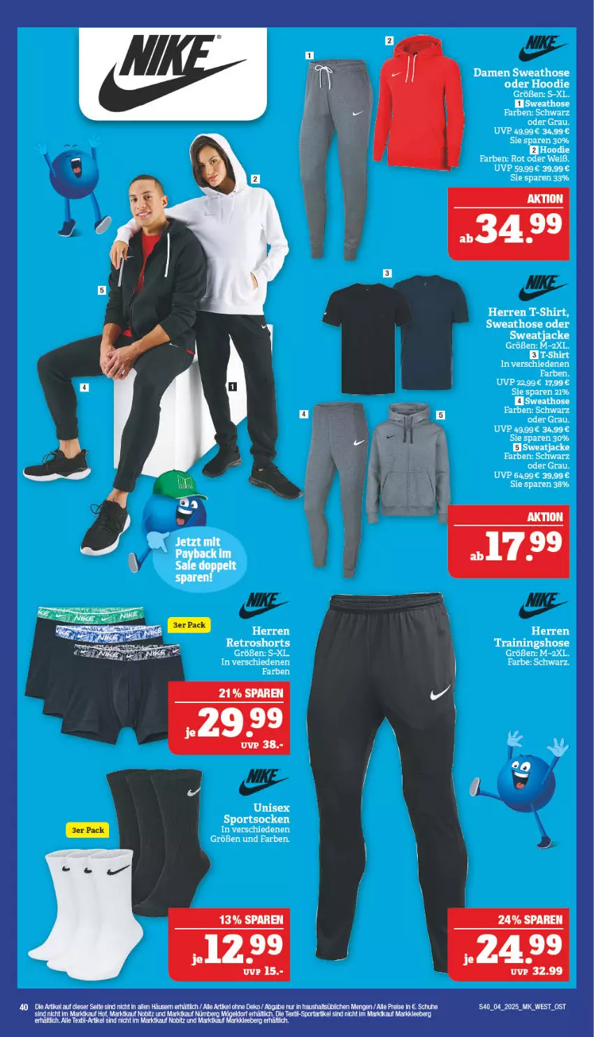 Aktueller Prospekt Marktkauf - Prospekt - von 19.01 bis 25.01.2025 - strona 40 - produkty: hose, Jacke, retroshorts, schuhe, shirt, shorts, socken, Sport, sportsocken, Sweathose, sweatjacke, T-Shirt, Ti, Trainingshose