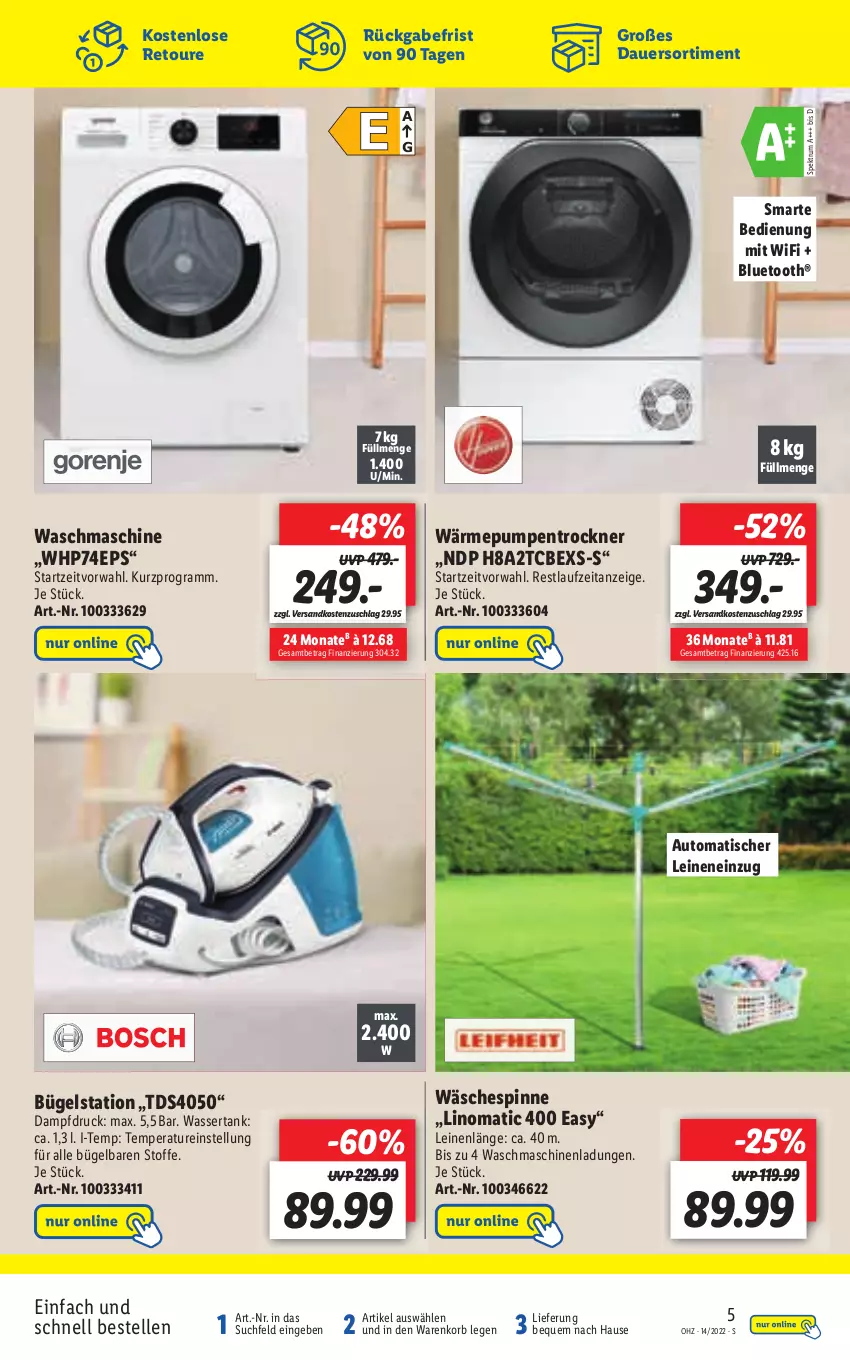 Aktueller Prospekt Lidl - Aktionsprospekt - von 04.04 bis 09.04.2022 - strona 55 - produkty: auto, bügel, elle, leine, ndk, Ti, waschmaschine, waschmaschinen, wasser, wassertank