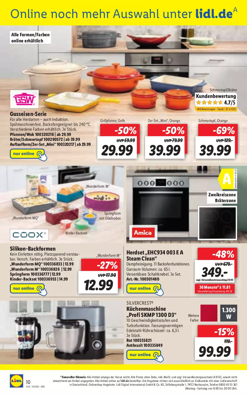 Aktueller Prospekt Lidl - Aktionsprospekt - von 04.04 bis 09.04.2022 - strona 60 - produkty: angebot, angebote, backofen, edelstahl, eis, elle, garraum, grill, Grillpfanne, herdarten, herdset, Kinder, ndk, Ofen, orange, pfanne, Reinigung, reis, rel, ring, Rührschüssel, Schal, Schale, schüssel, silvercrest, Springform, spülmaschinen, telefon, Ti, topf, uhr