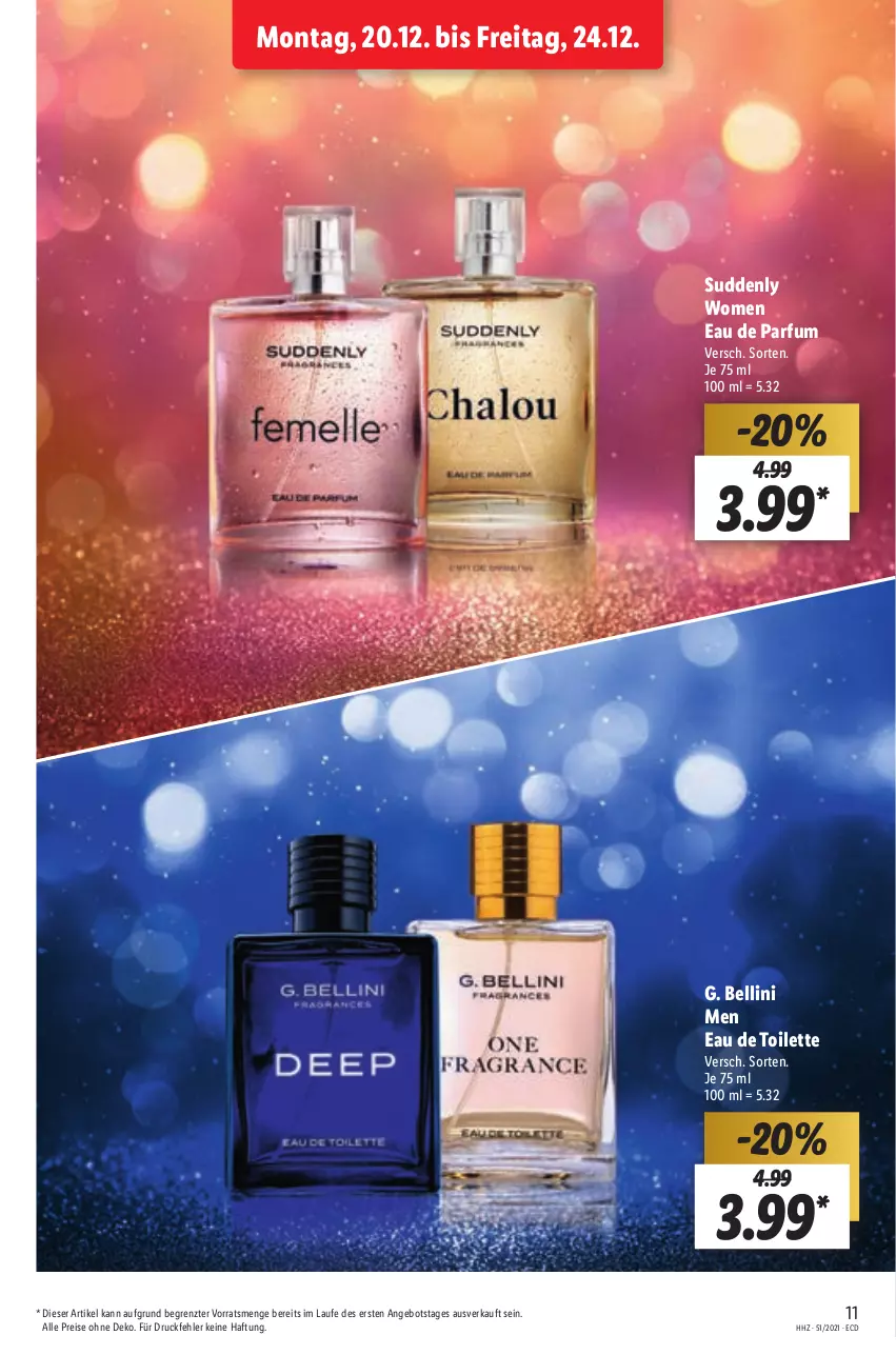 Aktueller Prospekt Lidl - Aktionsprospekt - von 20.12 bis 25.12.2021 - strona 11 - produkty: angebot, Eau de parfum, eau de toilette, eis, parfum, reis, Ti, ZTE