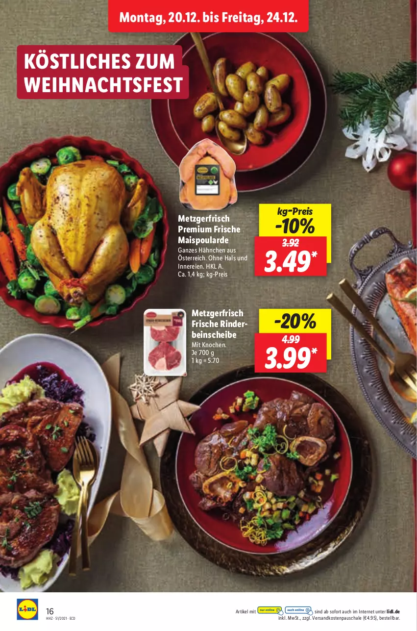 Aktueller Prospekt Lidl - Aktionsprospekt - von 20.12 bis 25.12.2021 - strona 16 - produkty: eis, mais, ndk, reis, rind, rinder, Schal, Schale, Ti