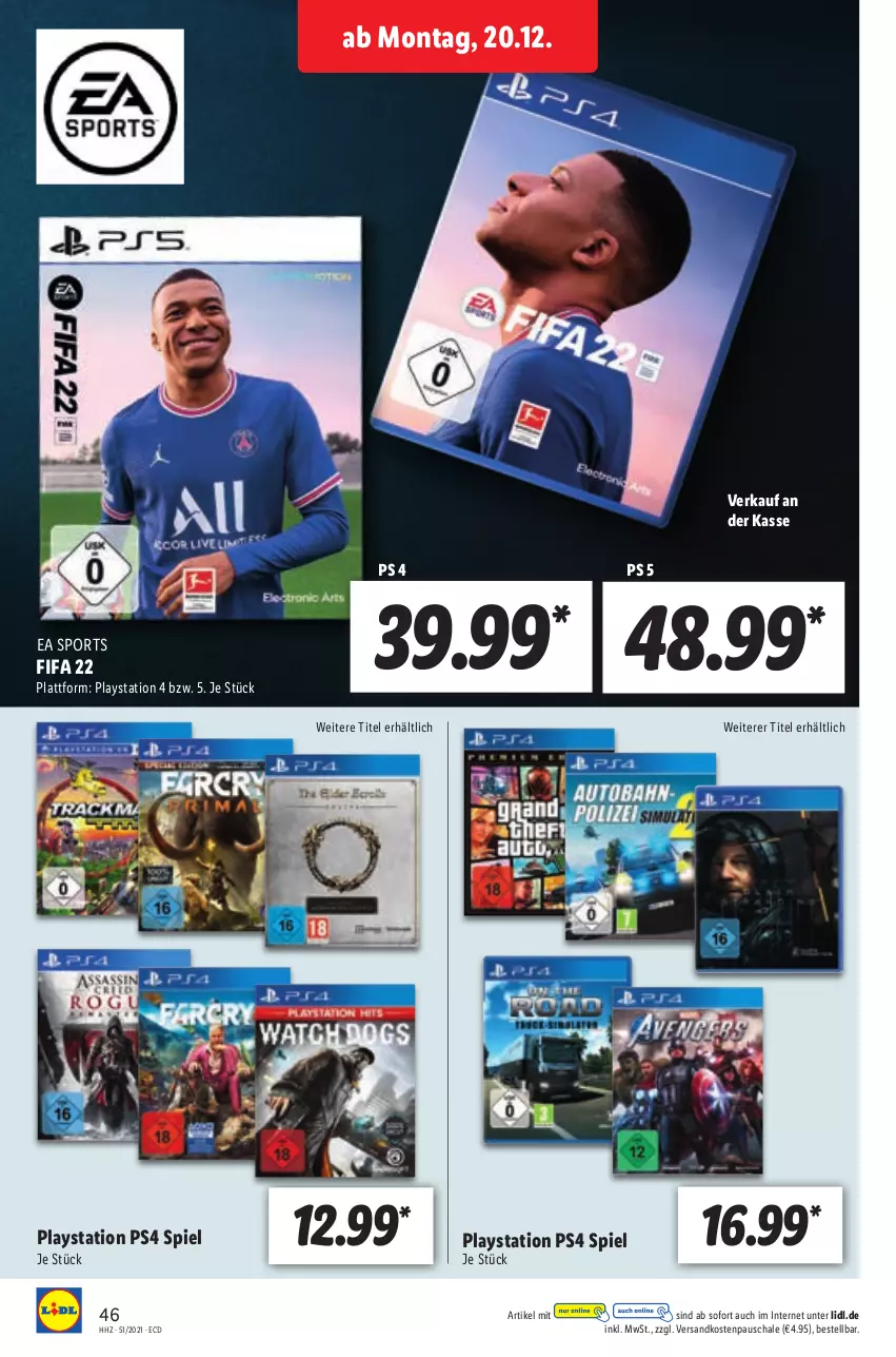 Aktueller Prospekt Lidl - Aktionsprospekt - von 20.12 bis 25.12.2021 - strona 46 - produkty: lays, ndk, PlayStation, PlayStation 4, ps4, Schal, Schale, Sport, Ti