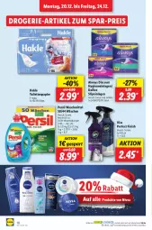 Gazetka promocyjna Lidl - Aktionsprospekt - Gazetka - ważna od 25.12 do 25.12.2021 - strona 10 - produkty: Alwa, Always, dailies, Discreet, drogerie-artikel, eis, Finish, hakle, hakle toilettenpapier, ndk, nivea, papier, persil, persil waschmittel, reis, Schal, Schale, slip, slipeinlagen, Ti, toilettenpapier, waschmittel