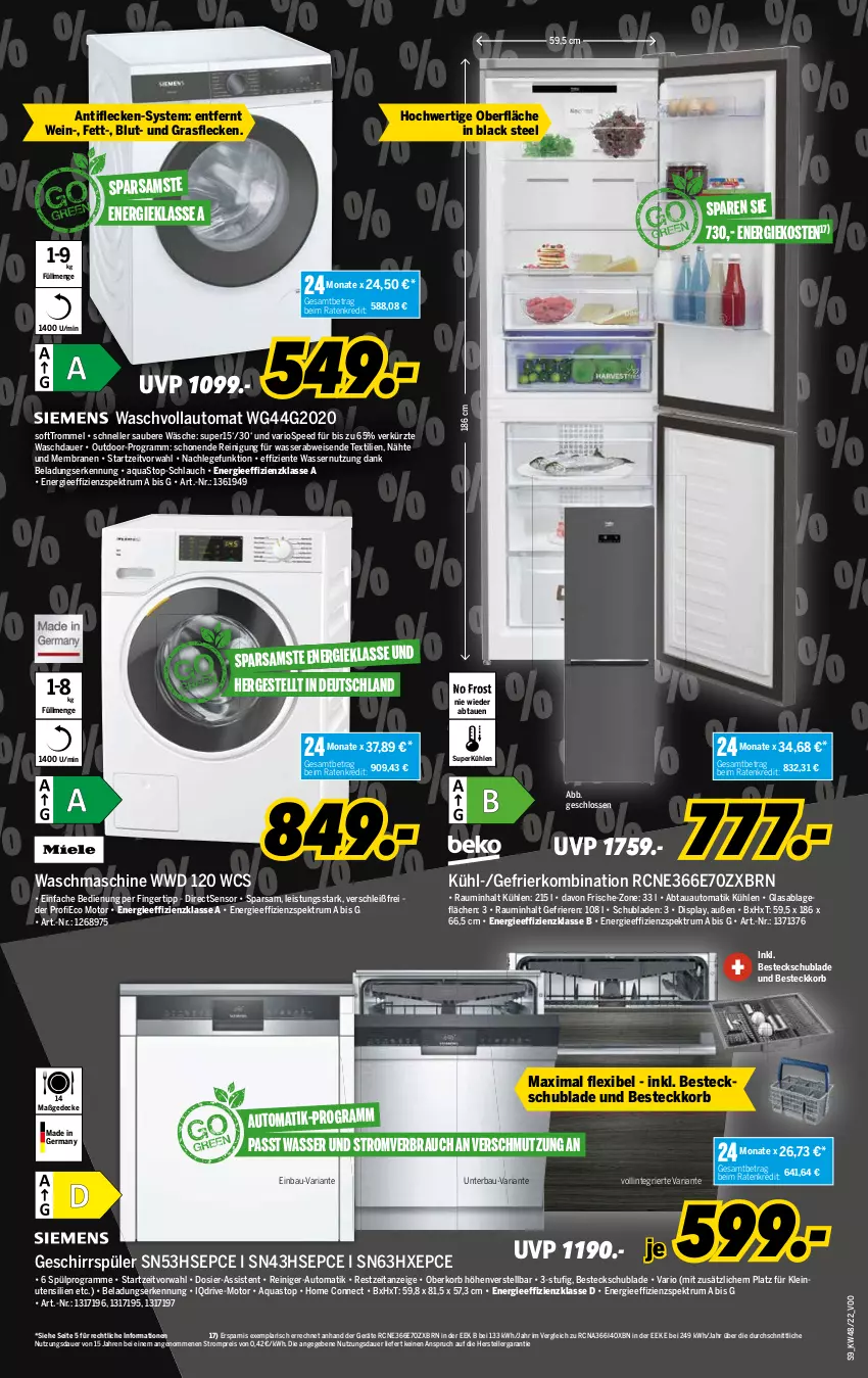 Aktueller Prospekt Medimax - MEDIMAX Prospekt KW48 2022 - von 25.11 bis 01.12.2022 - strona 9 - produkty: abtauautomatik, aqua, aquastop, auer, auto, Bau, besteck, decke, eis, elle, ente, gefrierkombination, gefu, Germ, geschirr, geschirrspüler, korb, lack, Rauch, reiniger, Reinigung, reis, Ria, rum, schlauch, schubladen, spee, Spektrum, tee, teller, Ti, trommel, waschmaschine, waschvollautomat, wasser, wein, ZTE