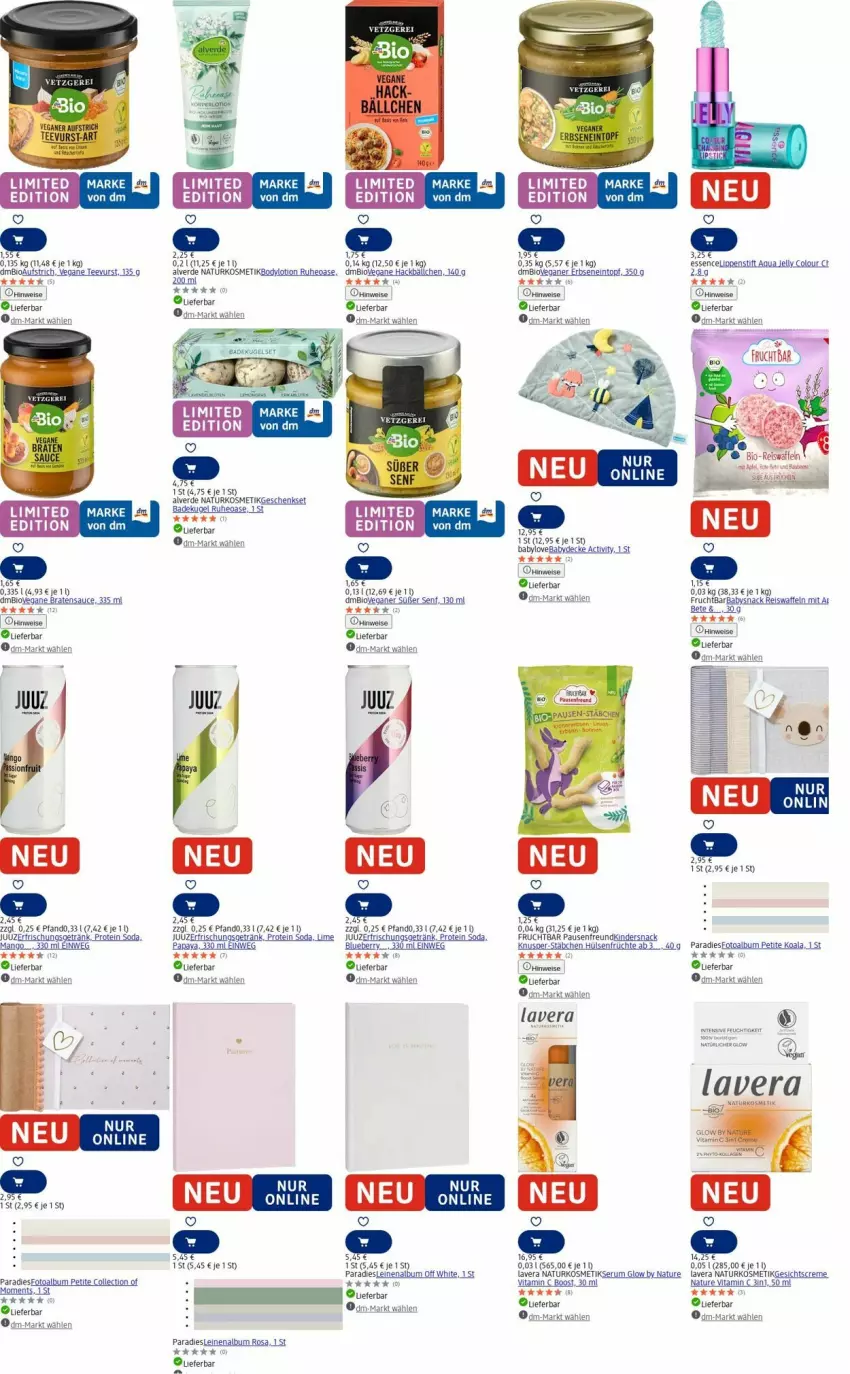 Aktueller Prospekt Dm Drogerie - Prospekte - von 25.08 bis 03.09.2025 - strona 15 - produkty: Alverde, aufstrich, Babylove, Bad, bio, blueberry, body, braten, creme, decke, eintopf, eis, erbsen, erde, erfrischungsgetränk, frucht, früchte, geschenkset, Gesichtscreme, getränk, hülsenfrüchte, Kinder, kosmetik, Kugel, lavera, leine, mango, natur, naturkosmetik, ndk, Papaya, rum, sauce, senf, Serum, Soda, tee, Ti, topf, vita, Vitamin C