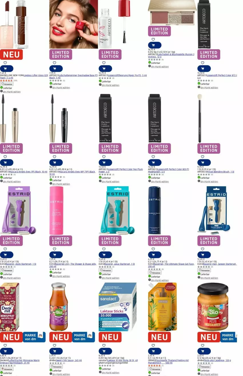 Aktueller Prospekt Dm Drogerie - Prospekte - von 25.08 bis 03.09.2025 - strona 5 - produkty: aqua, bett, bio, chili, eis, flüssigseife, HP, lack, Lipgloss, Lippenstift, lufterfrischer, mandel, Mascara, Maybelline, milch, Mode, Palette, pesto, Pinsel, rasierer, rasiergel, sauce, Seife, Ti, toast, uhr, uhu, Yo