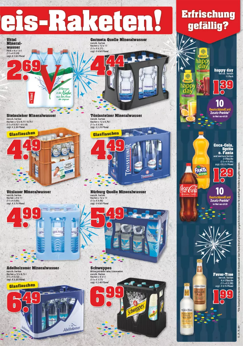 Aktueller Prospekt Trinkgut - von 27.12.2021 bis 01.01.2022 - strona 5 - produkty: adelholzener, Alwa, auer, coca-cola, cola, deutschlandcard, elle, erde, fever-tree, flasche, Germ, gin, ginger, ginger ale, glasflasche, Happy Day, Holz, limo, limonade, limonaden, mineralwasser, schweppes, sprite, steiner, Steinsieker, Ti, vittel, vöslauer, wasser