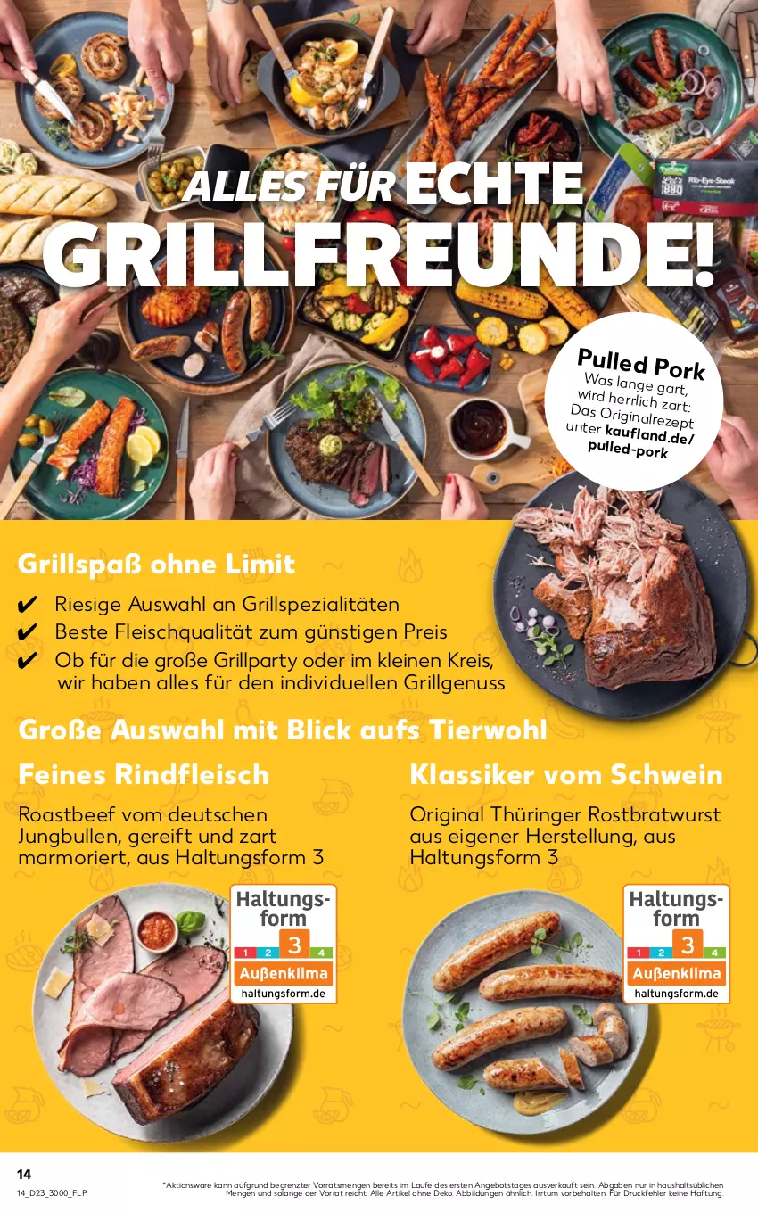 Aktueller Prospekt Kaufland - von 09.06 bis 15.06.2022 - strona 14 - produkty: angebot, beef, bratwurst, eis, elle, fleisch, gin, grill, jungbullen, leine, LG, nuss, original thüringer, reis, rezept, rind, rindfleisch, ring, roastbeef, rostbratwurst, schwein, Spezi, thüringer rostbratwurst, Ti, wein, wurst, ZTE