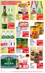 Gazetka promocyjna Kaufland - Gazetka - ważna od 15.06 do 15.06.2022 - strona 10 - produkty: Alwa, angebot, apfel, apfelwein, Becher, beck's, beutel, bohne, bohnen, bohnenkaffee, bolognese, brot, cider, eis, fleisch, frühstücksfleisch, funny-frisch, getränk, gurke, irish whiskey, jameson, kaffee, kartoffel, kartoffelsalat, löslicher bohnenkaffee, maggi, mineralwasser, Mineralwasser Still, Nescafé, nescafé gold, nudel, nudelsalat, pils, Popp, ravioli, salat, schinken, schinkenwurst, schwein, schweine, schweinefleisch, snack, somersby, spaghetti, spaghetti bolognese, Ti, tulip, und gemüse, volvic, wasser, wein, weine, whiskey, wurst, ZTE