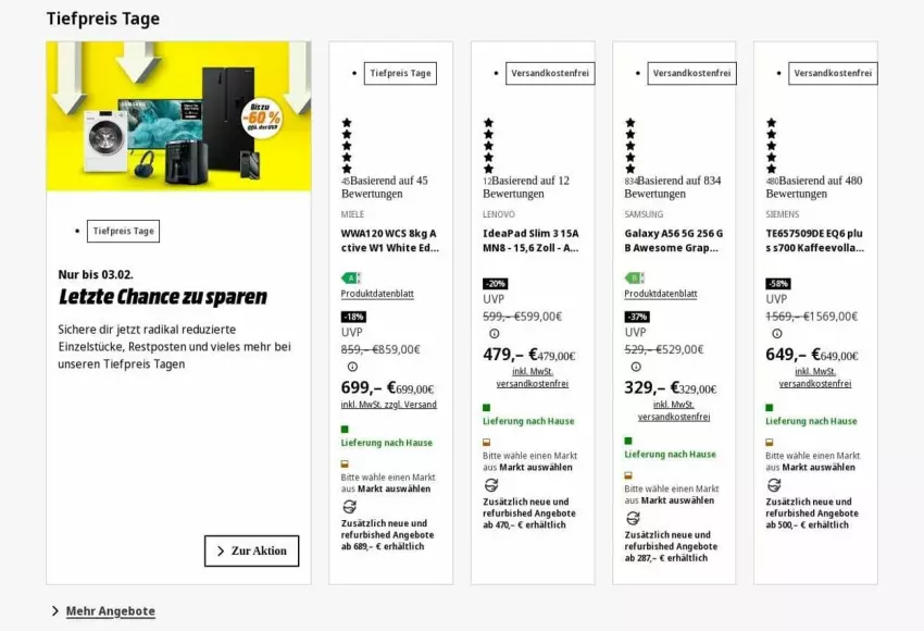 Aktueller Prospekt Saturn - Prospekte - von 26.01 bis 04.02.2026 - strona 1 - produkty: angebot, angebote, eis, kaffee, lenovo, ndk, reis, Samsung, samsung galaxy, Samsung Galaxy A, siemens, Ti, tiefpreis, versandkostenfrei, ZTE