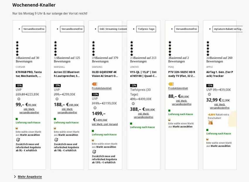 Aktueller Prospekt Saturn - Prospekte - von 26.01 bis 04.02.2026 - strona 5 - produkty: angebot, angebote, Apple, Apple AirTag, eis, lautsprecher, mars, ndk, quad, reis, Samsung, Schal, Ti, tiefpreis, uhr, versandkostenfrei