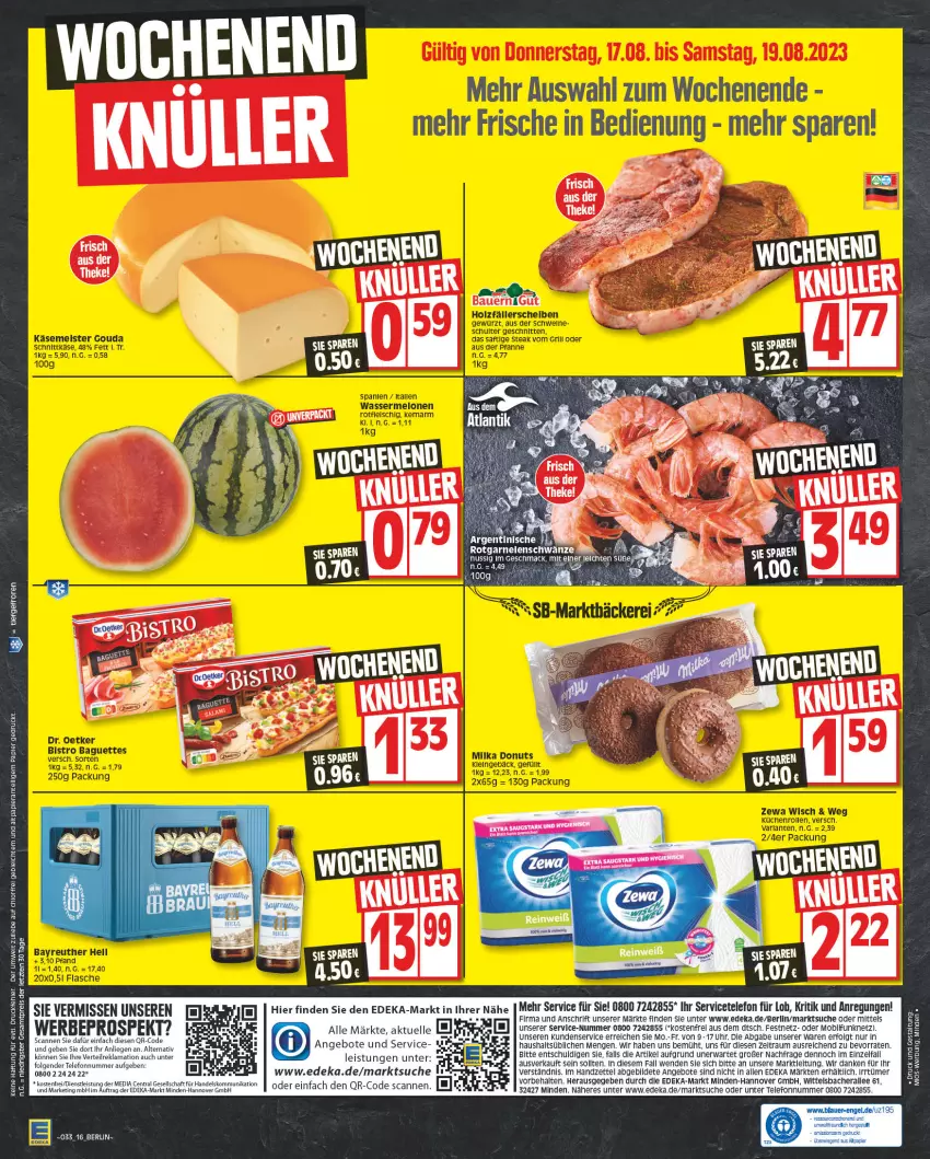 Aktueller Prospekt Edeka - Angebote der Woche - von 14.08 bis 19.08.2023 - strona 16 - produkty: angebot, angebote, auer, Bau, Bauer, deka, eis, elle, garnelen, LG, Liege, nuss, reis, rel, tee, telefon, Ti, uhr, ZTE