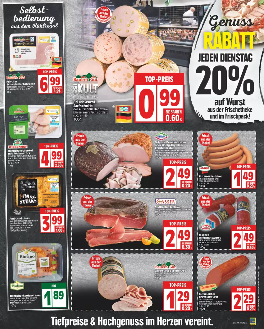 Aktueller Prospekt Edeka - Angebote der Woche - von 14.08 bis 19.08.2023 - strona 5 - produkty: backofen, boss, braten, deka, grill, hähnchenschenkel, henkel, HP, lachs, Lachsbraten, LG, marinade, nuss, Ofen, schenkel, schnitten, schwein, schweine, Schweinelachs, steak, steaks, Ti, wein, weine, wurst