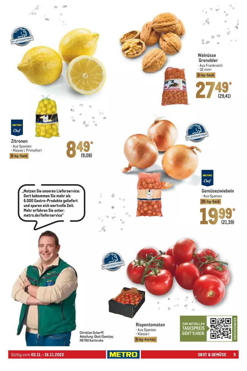 Aktueller Prospekt Metro - GastroJournal - von 03.11 bis 16.11.2022 - strona 5 - produkty: Abtei, beko, eis, elle, Gemüsezwiebel, lieferservice, Metro, obst, reis, rispentomaten, sac, Ti, tomate, tomaten, zitrone, zitronen, zwiebel, zwiebeln