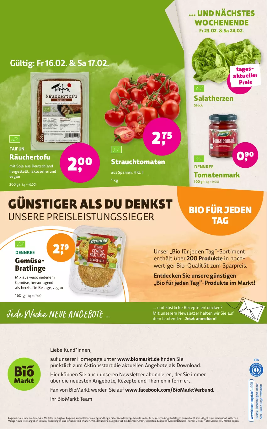 Aktueller Prospekt Denns Biomarkt - von 14.02 bis 27.02.2024 - strona 12 - produkty: angebot, angebote, auer, bio, decke, dennree, drucker, eis, elle, Engel, erde, ilag, kerze, Laufen, Omep, Rauch, reis, rezept, rezepte, salat, salatherzen, soja, strauchtomaten, Ti, Tofu, tomate, tomaten, tomatenmark, ZTE