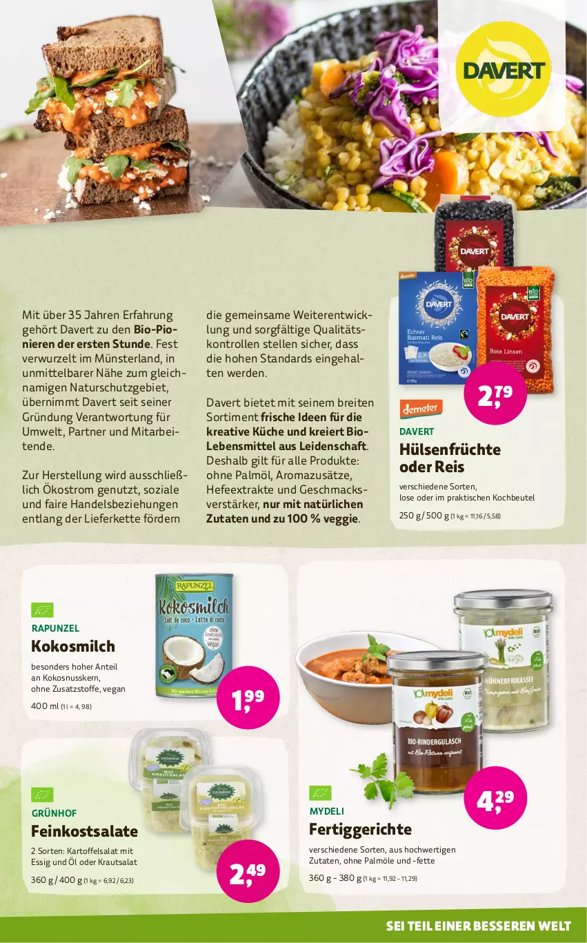 Aktueller Prospekt Denns Biomarkt - von 14.02 bis 27.02.2024 - strona 7 - produkty: beutel, bio, Brei, eier, eis, elle, erde, essig, feinkost, feinkostsalate, fertiggericht, fertiggerichte, früchte, Hefe, hülsenfrüchte, kartoffel, kartoffelsalat, Kette, kochbeutel, kokos, kokosmilch, kokosnuss, Kraut, krautsalat, küche, lebensmittel, mac, milch, natur, nuss, ohne palmöl, reis, salat, salate, senf, Ti, tisch, veggie, WICK, Zelt