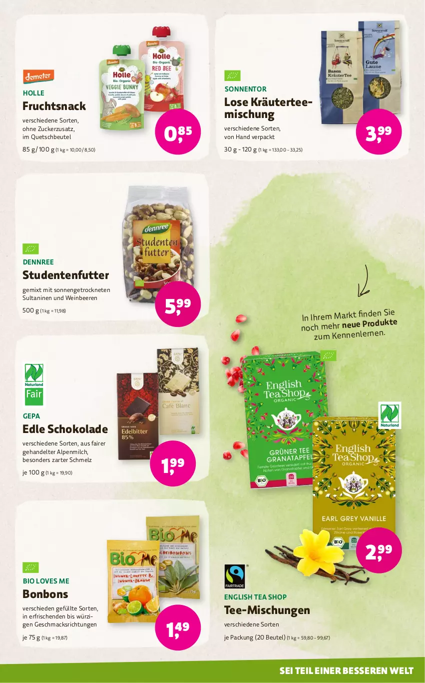 Aktueller Prospekt Denns Biomarkt - von 14.02 bis 27.02.2024 - strona 9 - produkty: alpenmilch, beere, beeren, beutel, bio, bonbons, dennree, ente, frucht, kräuter, mac, milch, quetschbeutel, schoko, schokolade, snack, studentenfutter, tee, wein, zucker