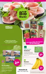 Gazetka promocyjna Denns Biomarkt - Gazetka - ważna od 27.02 do 27.02.2024 - strona 1 - produkty: andechser natur, auer, aus dem kühlregal, banane, bananen, bio, blume, blumen, blumenöl, butter, eis, elle, filet, fisch, in olivenöl, kühlregal, natur, olive, oliven, olivenöl, regal, reis, saft, Sauerrahm, Streichzart, thunfisch, Ti, wurst